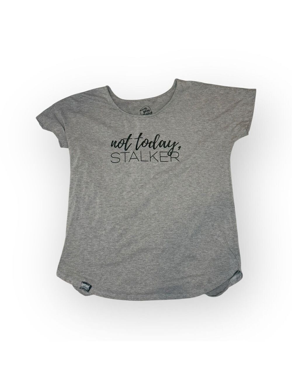 Damsel in Defense Gray Not Today Stalker Graphic Tee Large